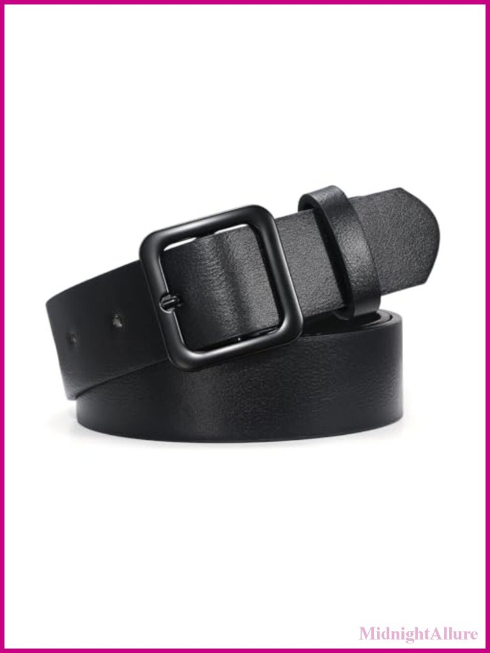 Women's Faux Leather Belt with Square Buckle Adjustable Waist Fashion Belt